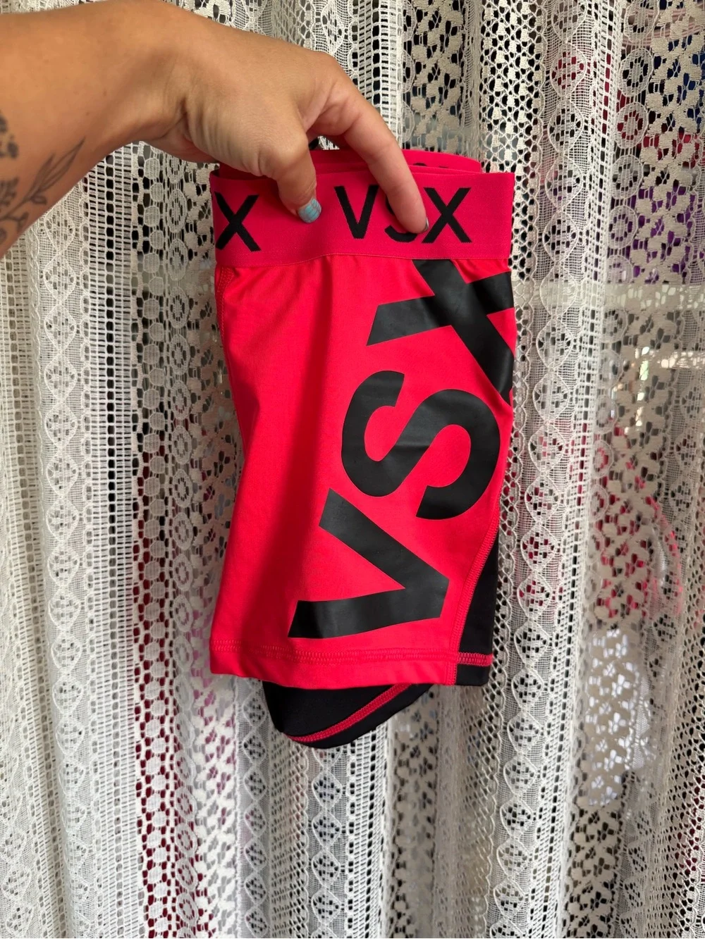VSX Bright Pink & Black Bike Shorts - Logo Waistband